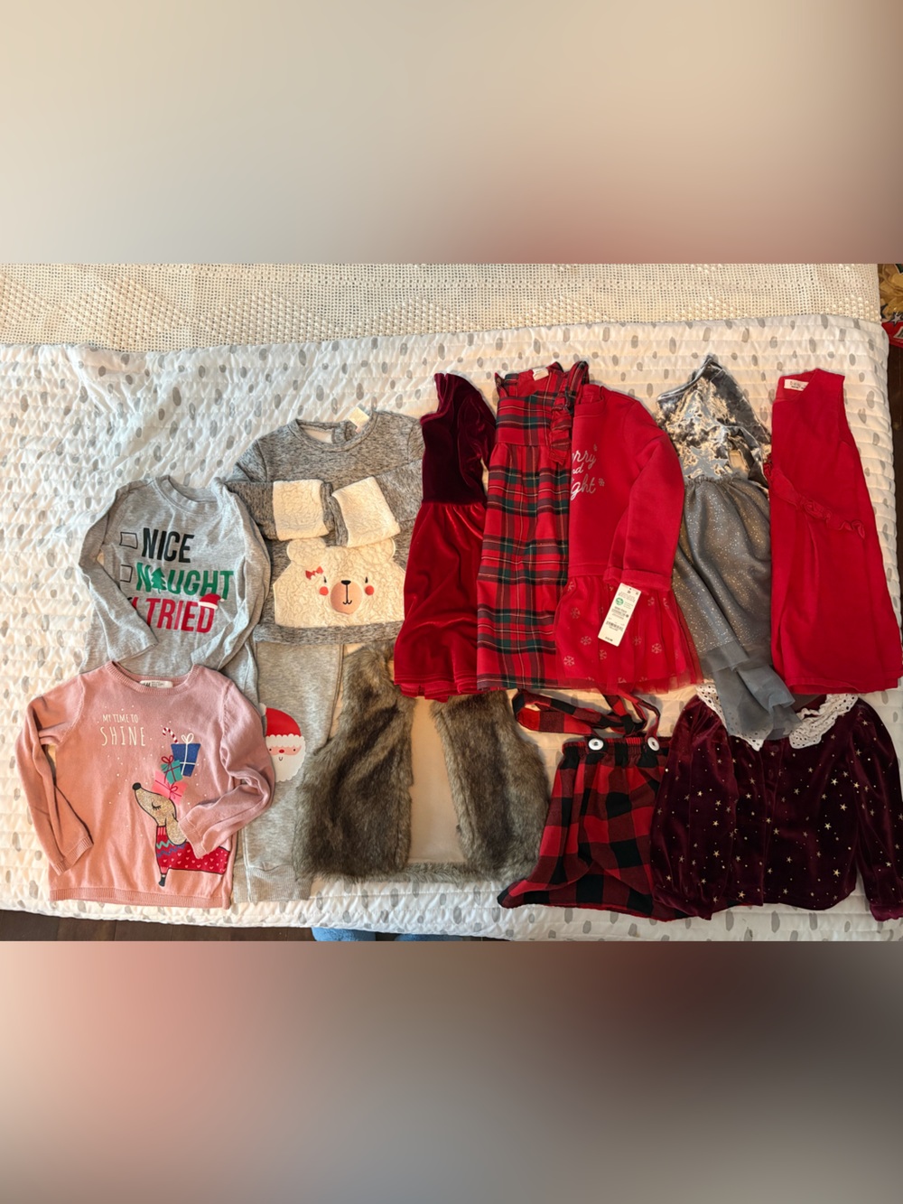 Girls Holiday Dress Lot in Red, Gray, Pink